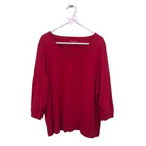 Talbots Red Cotton 3/4 length sleeve T-shirt size 2X